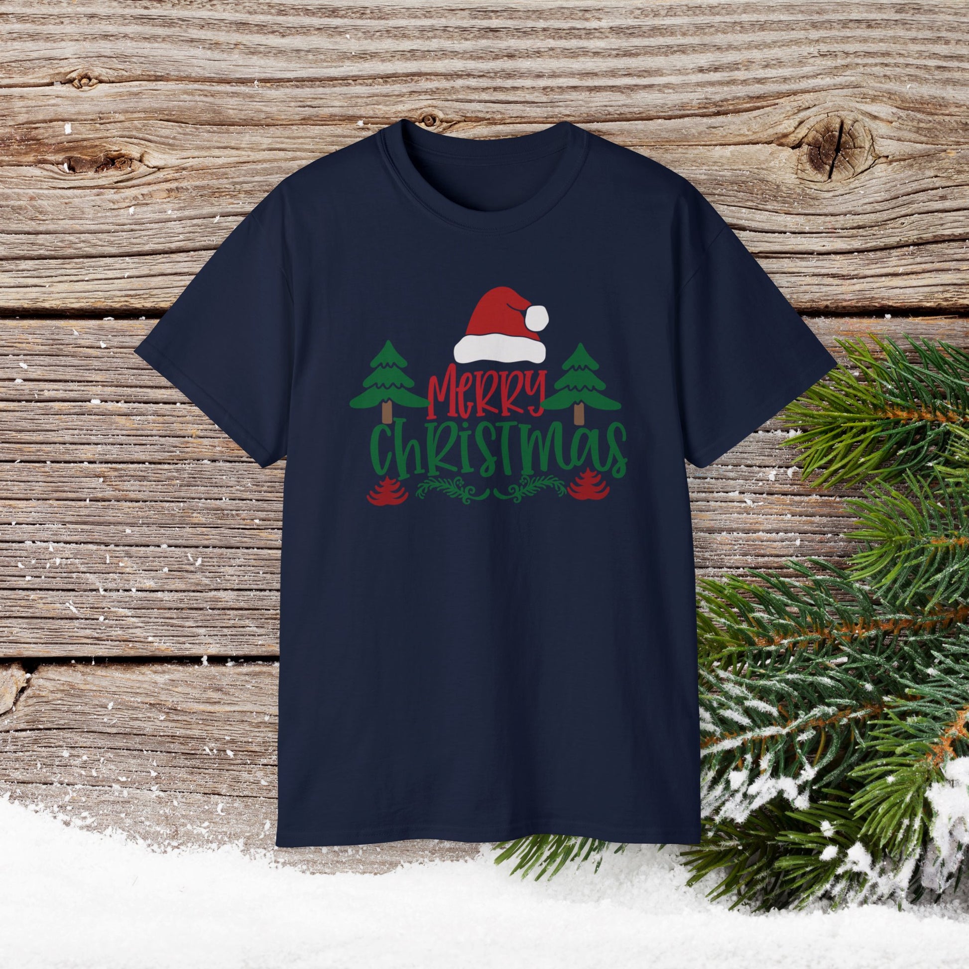 Christmas T-Shirt - Merry Christmas - Cute Christmas Shirts - Youth and Adult Christmas TShirts T-Shirts Graphic Avenue Navy Adult Small 