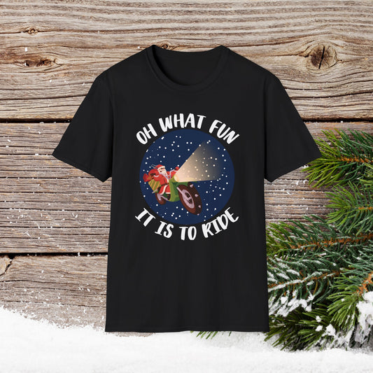Christmas T-Shirt - Oh What Fun It Is To Ride - Mens anc Boys Christmas Shirts - Youth and Adult Christmas TShirts T-Shirts Graphic Avenue Black Adult Small 