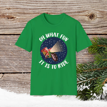 Christmas T-Shirt - Oh What Fun It Is To Ride - Mens anc Boys Christmas Shirts - Youth and Adult Christmas TShirts T-Shirts Graphic Avenue Irish Green Adult Small 