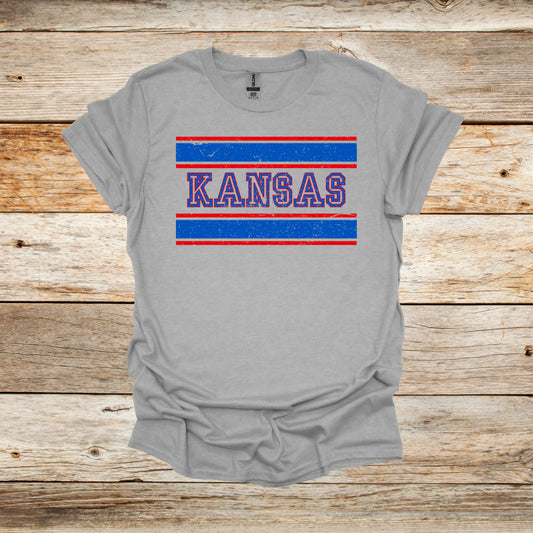 College T Shirt - Kansas Jayhawks - Adult and Children's Tee Shirts T-Shirts Graphic Avenue Sport Grey Adult Small 