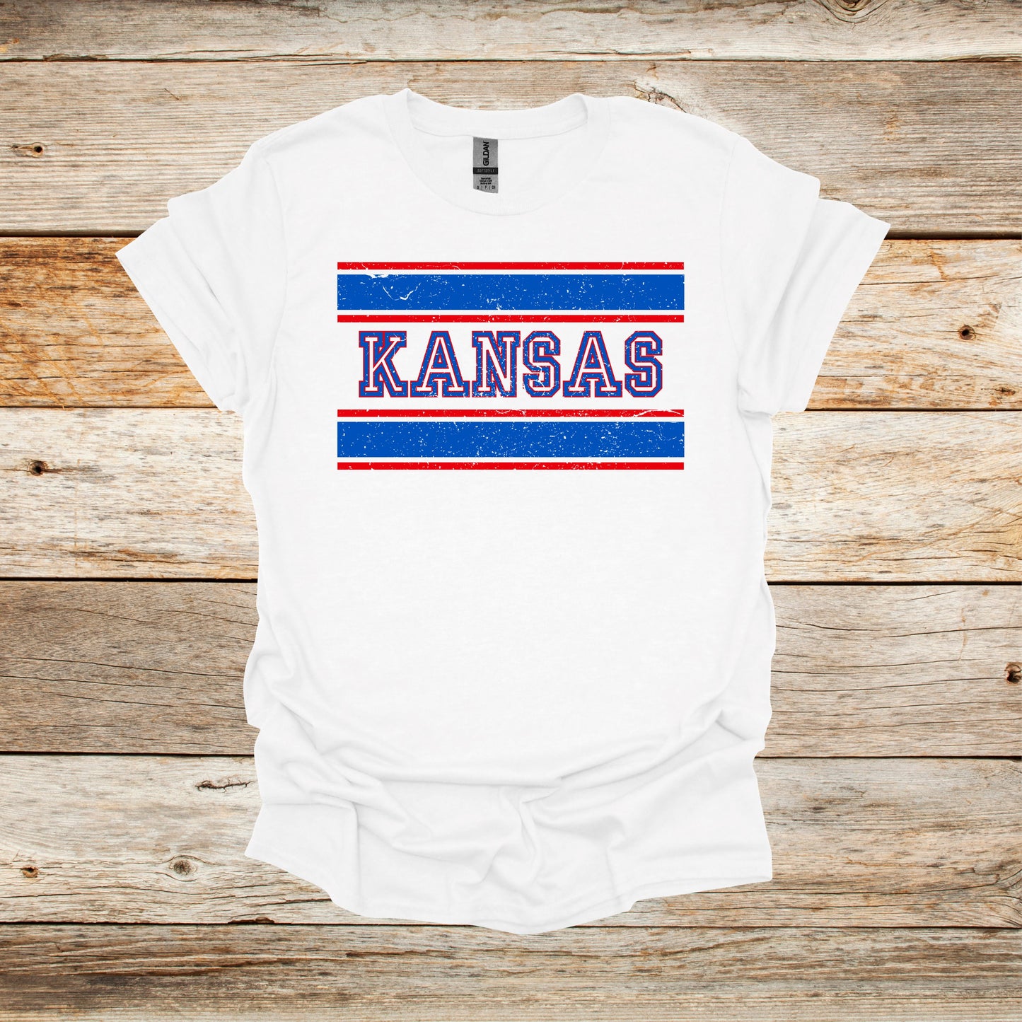 College T Shirt - Kansas Jayhawks - Adult and Children's Tee Shirts T-Shirts Graphic Avenue White Adult Small 