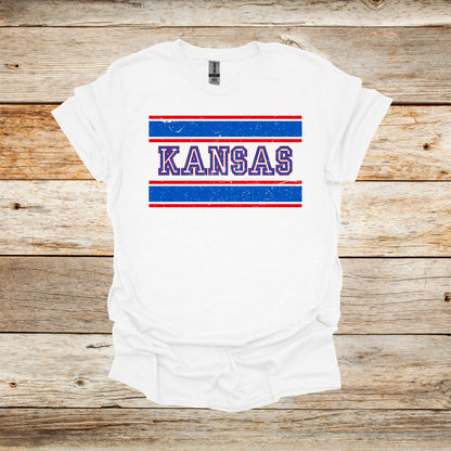 College T Shirt - Kansas Jayhawks - Adult and Children's Tee Shirts T-Shirts Graphic Avenue White Adult Small 