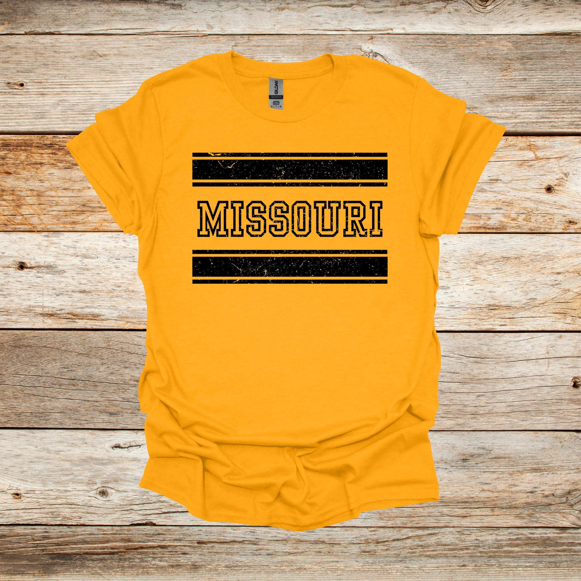 College T Shirt - Missouri Tigers - Adult and Children's Tee Shirts T-Shirts Graphic Avenue Gold Adult Small 