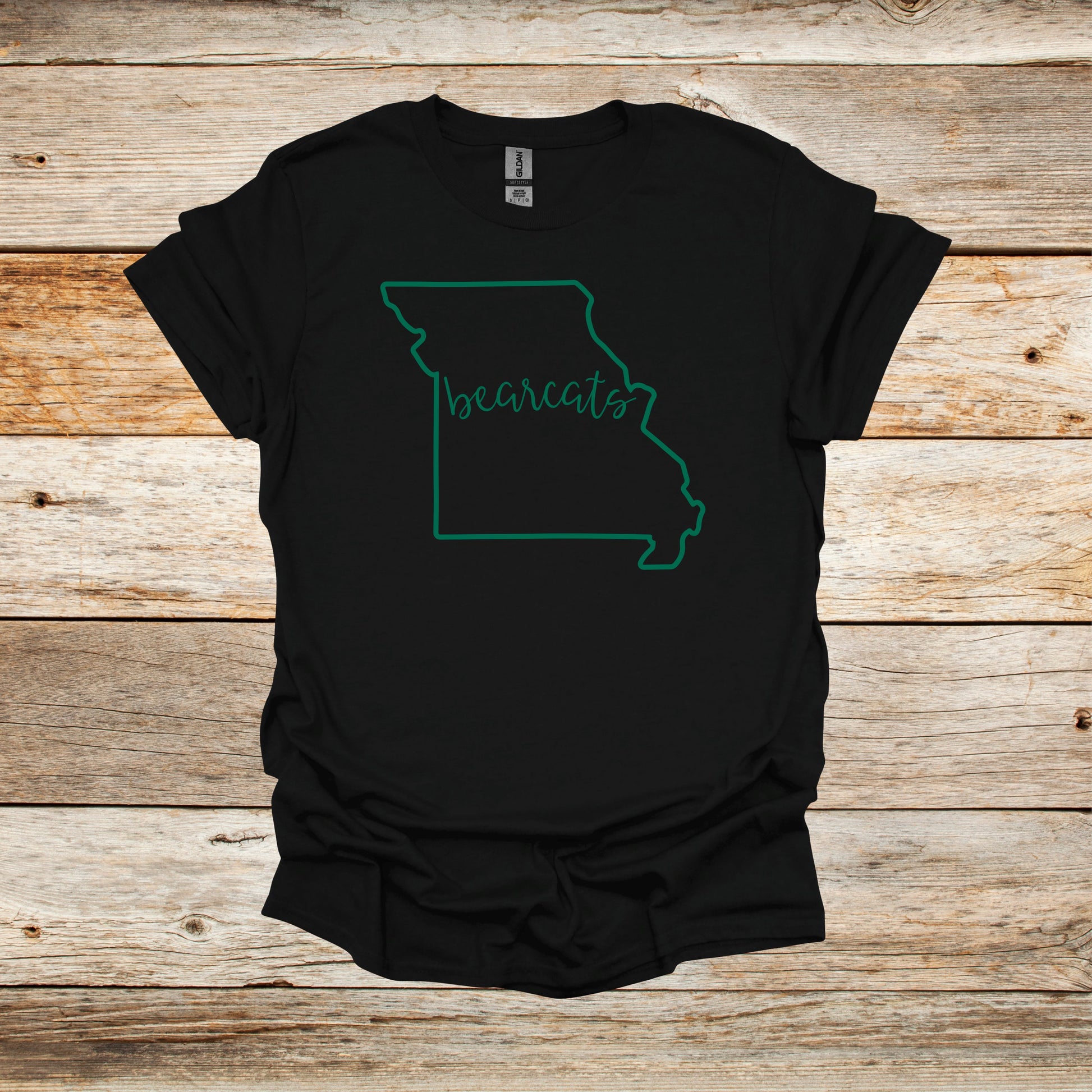College T Shirt - Northwest Missouri State University Bearcats - State Outline - Adult and Children's Tee Shirts T-Shirts Graphic Avenue Black Adult Small 