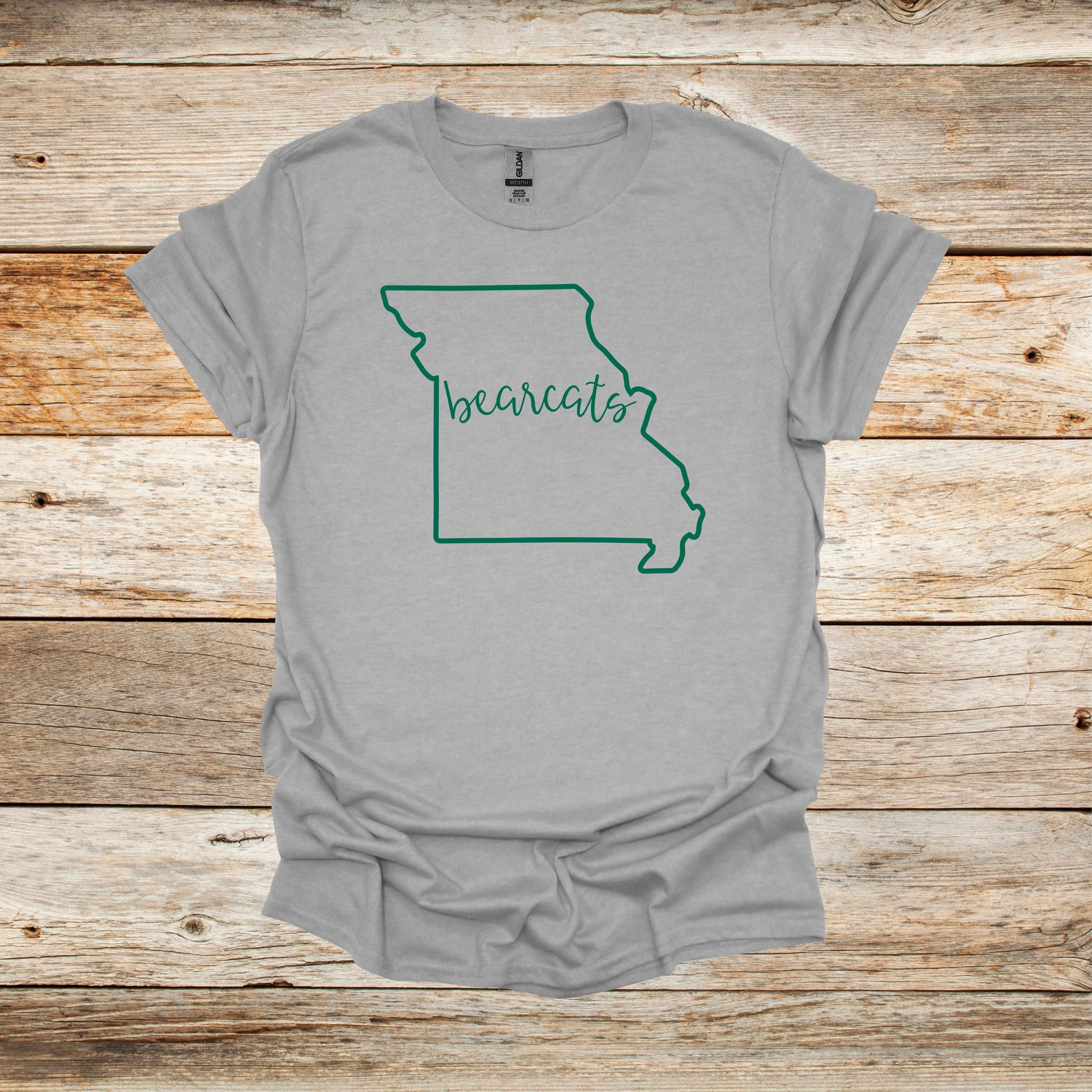College T Shirt - Northwest Missouri State University Bearcats - State Outline - Adult and Children's Tee Shirts T-Shirts Graphic Avenue Sport Grey Adult Small 