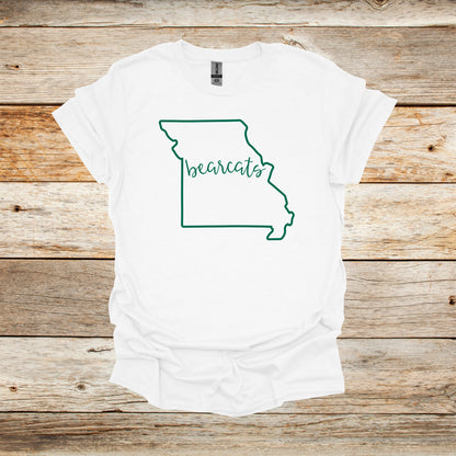 College T Shirt - Northwest Missouri State University Bearcats - State Outline - Adult and Children's Tee Shirts T-Shirts Graphic Avenue White Adult Small 
