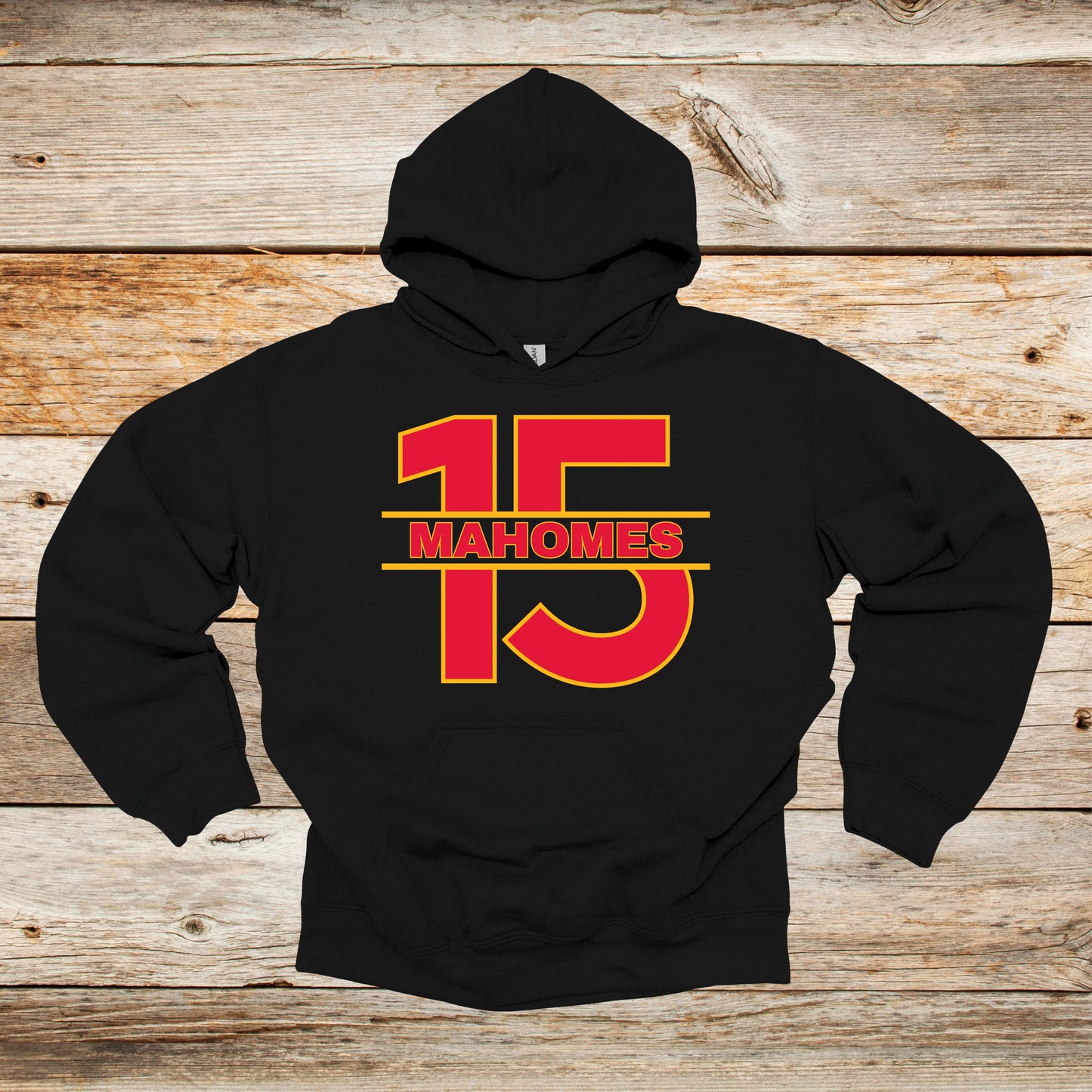 Football Crewneck and Hooded Sweatshirt - Chiefs Football - 15 Mahomes - Adult and Children's Tee Shirts - Sports Hooded Sweatshirt Graphic Avenue Hooded Sweatshirt Black Adult Small