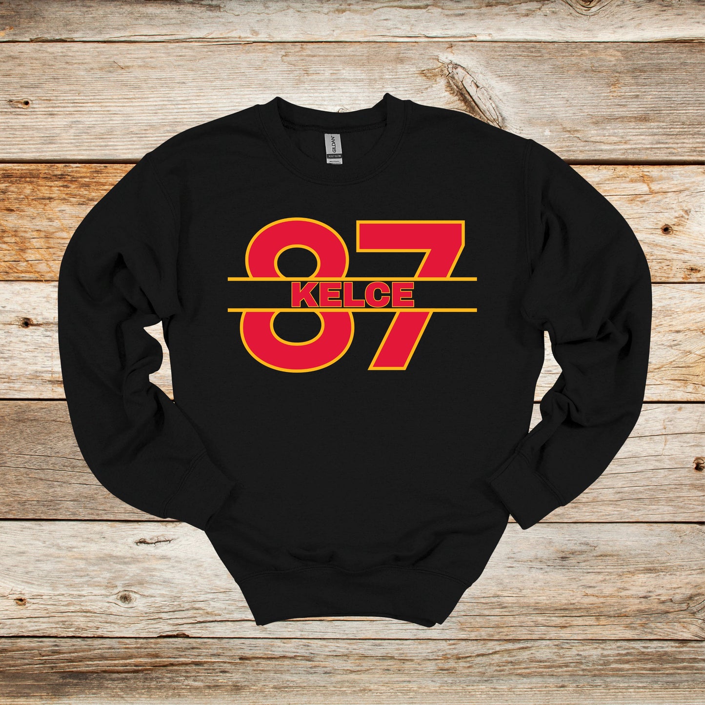 Football Crewneck and Hooded Sweatshirt - Chiefs Football - 87 Kelce - Adult and Children's Tee Shirts - Sports Hooded Sweatshirt Graphic Avenue Crewneck Sweatshirt Black Adult Small