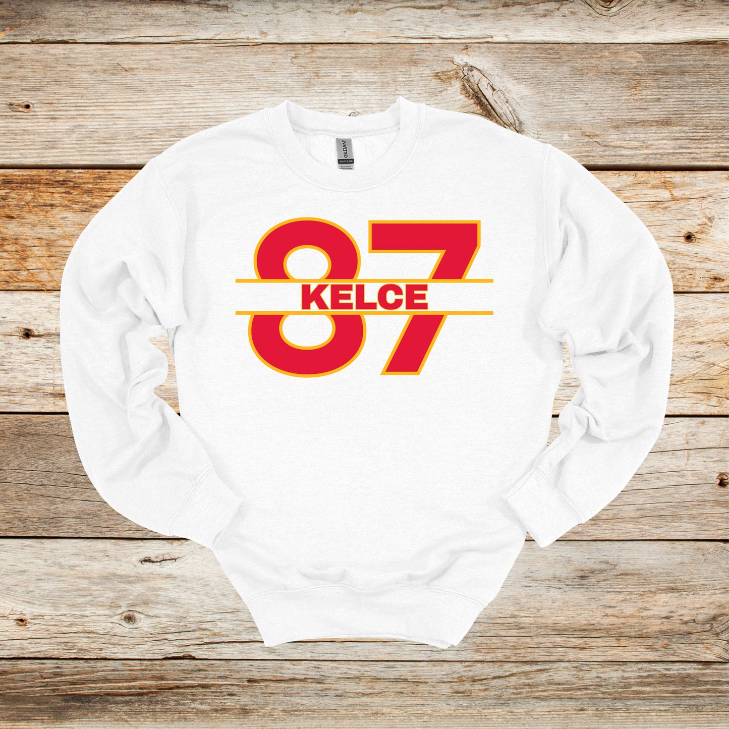 Football Crewneck and Hooded Sweatshirt - Chiefs Football - 87 Kelce - Adult and Children's Tee Shirts - Sports Hooded Sweatshirt Graphic Avenue Crewneck Sweatshirt White Adult Small