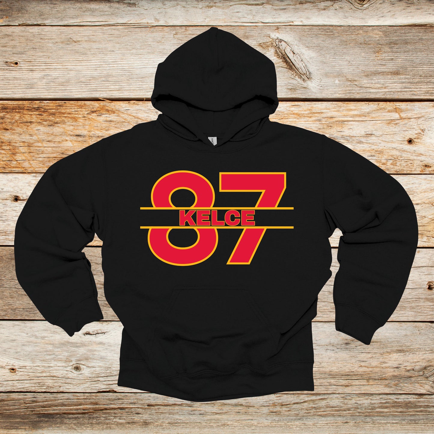 Football Crewneck and Hooded Sweatshirt - Chiefs Football - 87 Kelce - Adult and Children's Tee Shirts - Sports Hooded Sweatshirt Graphic Avenue Hooded Sweatshirt Black Adult Small
