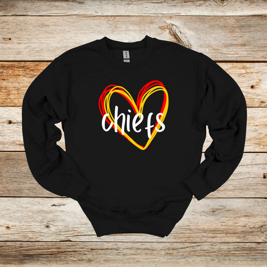 Football Crewneck and Hooded Sweatshirt - Chiefs Football - Adult and Children's Tee Shirts - Sports Hooded Sweatshirt Graphic Avenue Crewneck Sweatshirt Black Adult Small