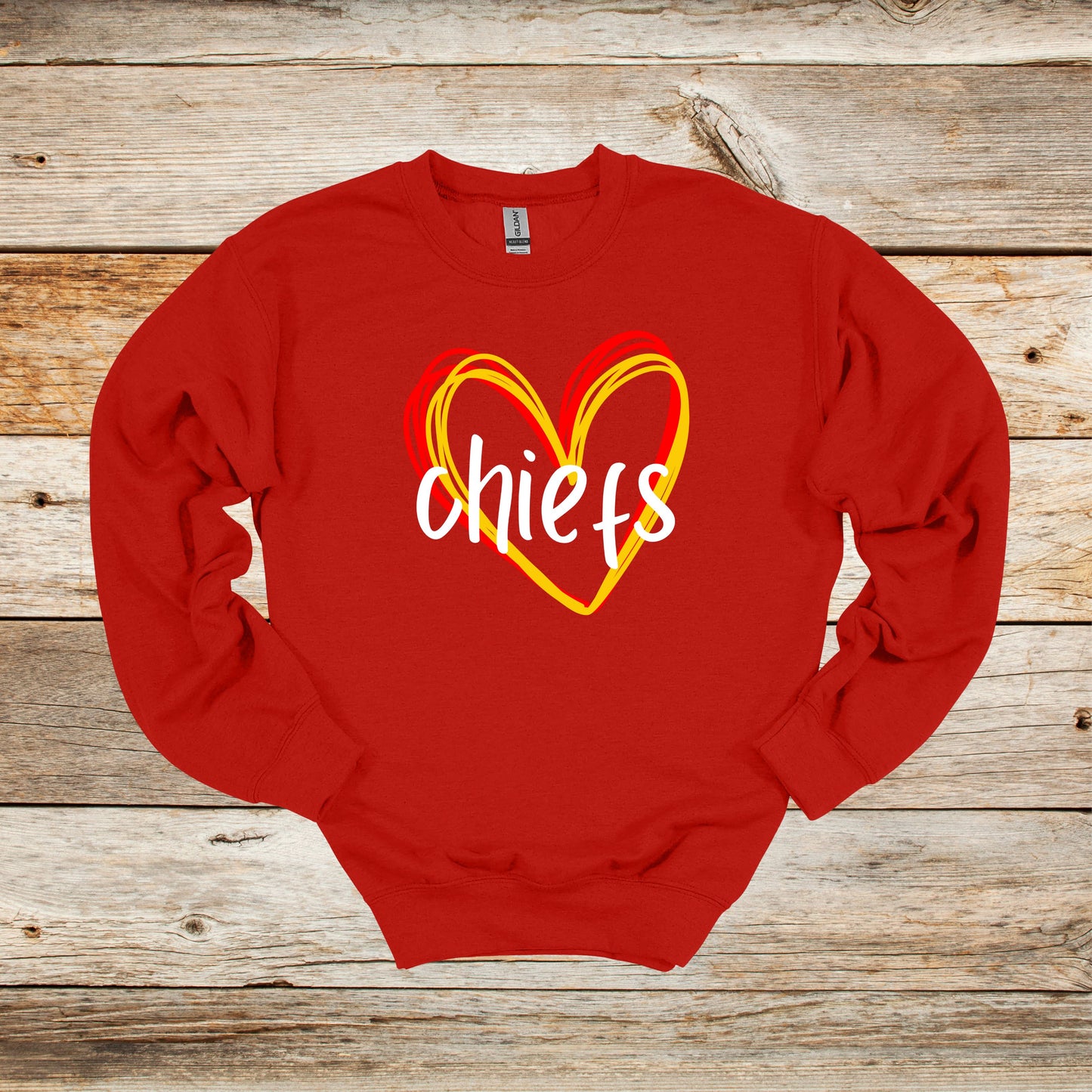 Football Crewneck and Hooded Sweatshirt - Chiefs Football - Adult and Children's Tee Shirts - Sports Hooded Sweatshirt Graphic Avenue Crewneck Sweatshirt Red Adult Small