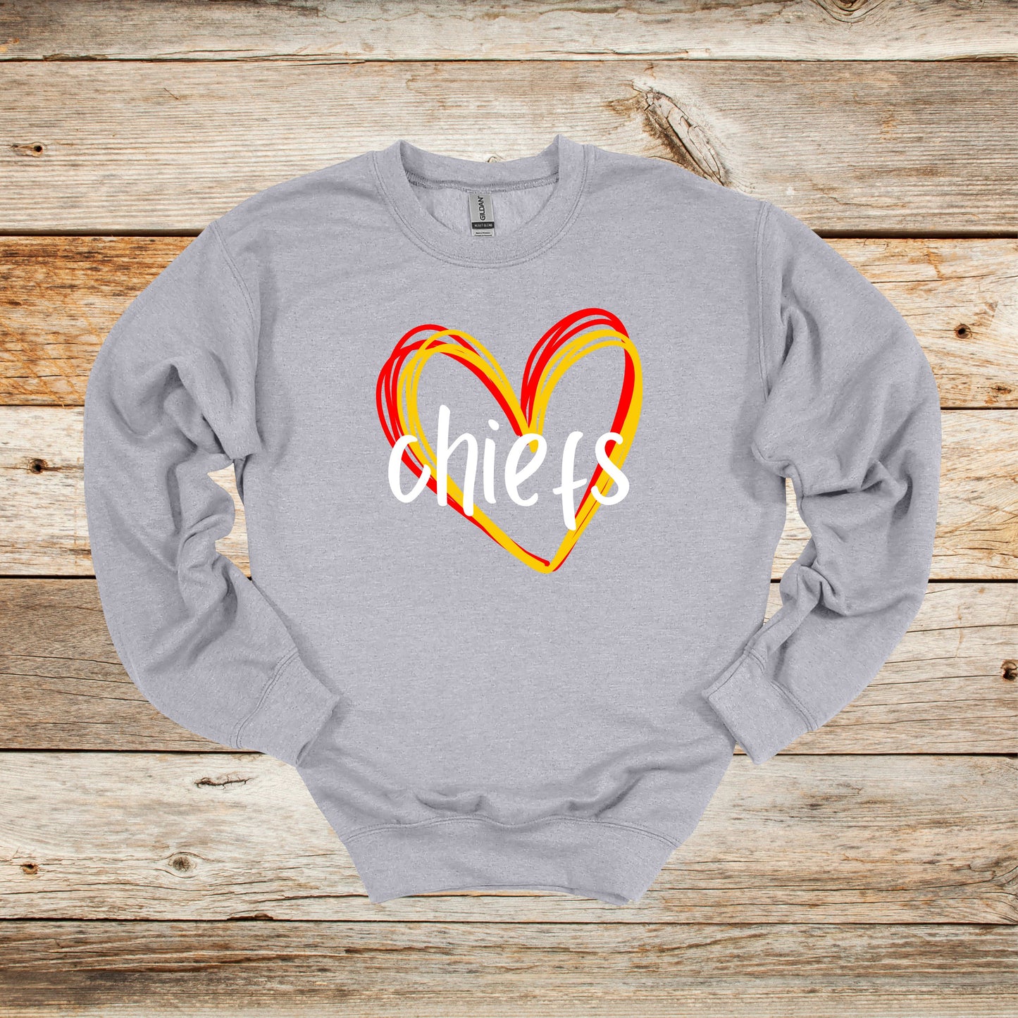 Football Crewneck and Hooded Sweatshirt - Chiefs Football - Adult and Children's Tee Shirts - Sports Hooded Sweatshirt Graphic Avenue Crewneck Sweatshirt Sport Grey Adult Small