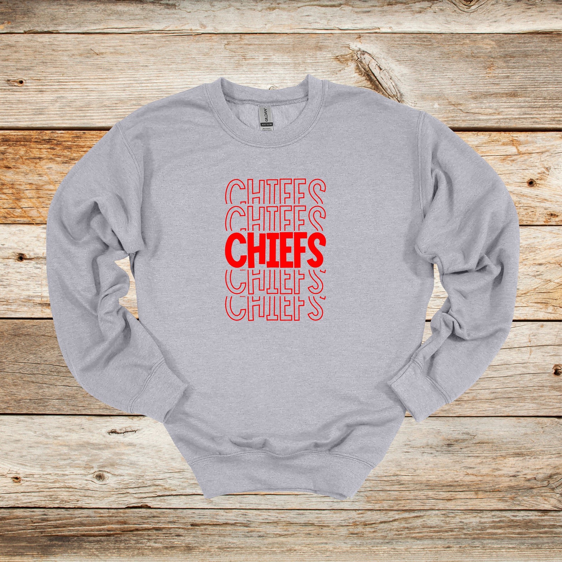Football Crewneck and Hooded Sweatshirt - Chiefs Football - Chiefs - Adult and Children's Tee Shirts - Sports Hooded Sweatshirt Graphic Avenue Crewneck Sweatshirt Sport Grey Adult Small