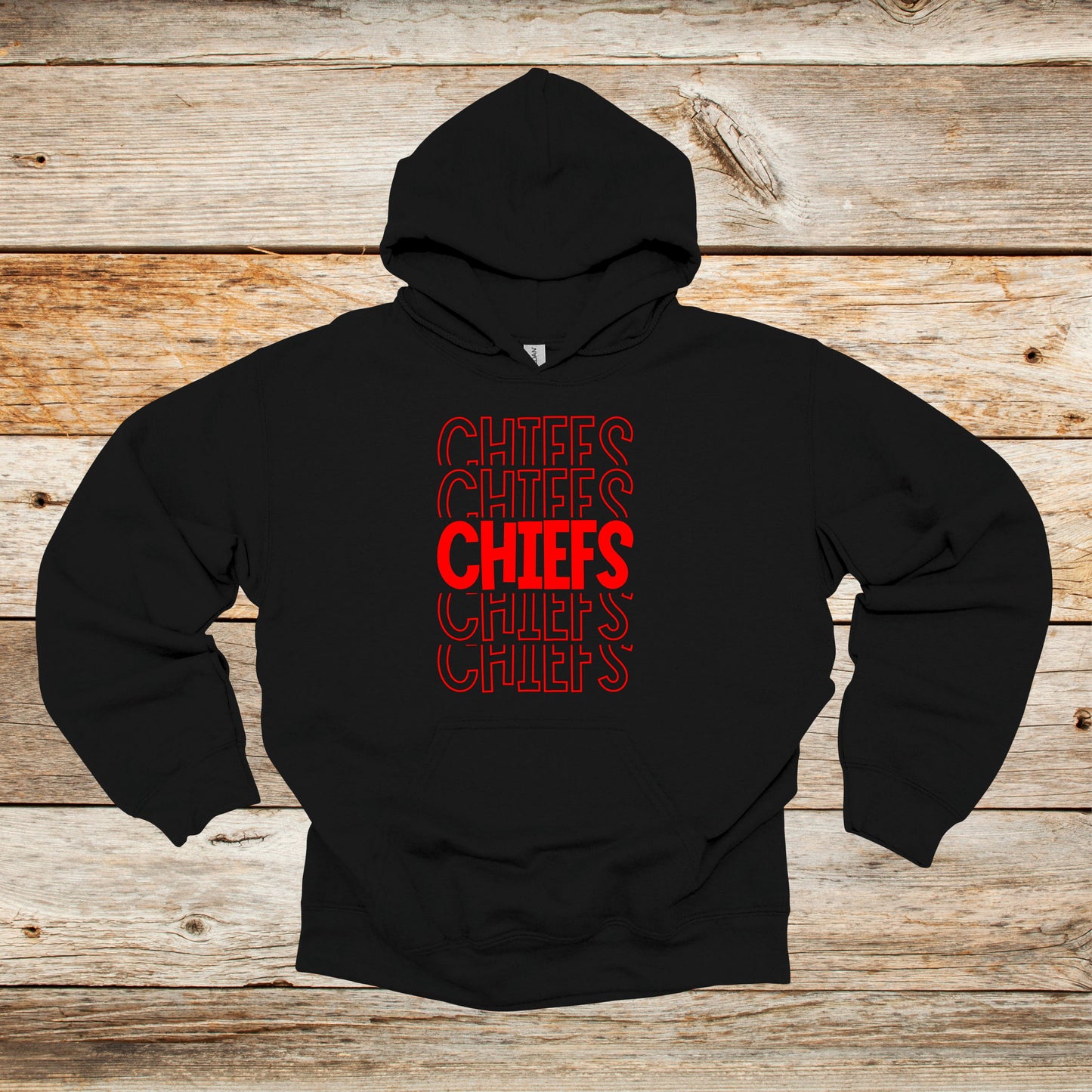 Football Crewneck and Hooded Sweatshirt - Chiefs Football - Chiefs - Adult and Children's Tee Shirts - Sports Hooded Sweatshirt Graphic Avenue Hooded Sweatshirt Black Adult Small