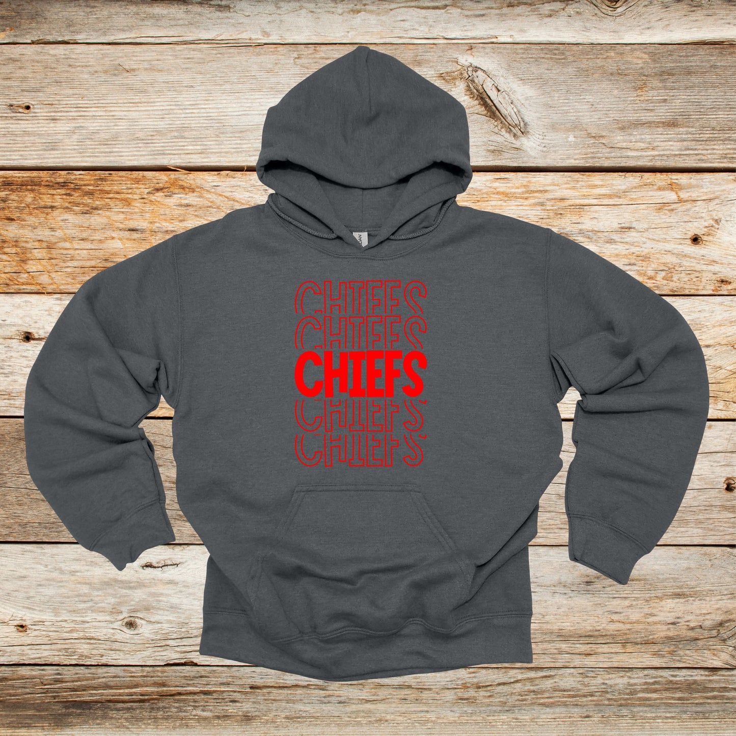 Football Crewneck and Hooded Sweatshirt - Chiefs Football - Chiefs - Adult and Children's Tee Shirts - Sports Hooded Sweatshirt Graphic Avenue Hooded Sweatshirt Dark Heather Adult Small