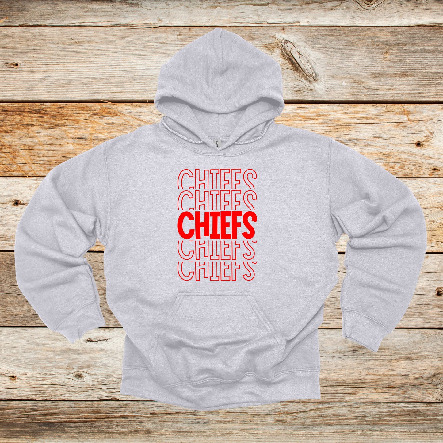 Football Crewneck and Hooded Sweatshirt - Chiefs Football - Chiefs - Adult and Children's Tee Shirts - Sports Hooded Sweatshirt Graphic Avenue Hooded Sweatshirt Sport Grey Adult Small