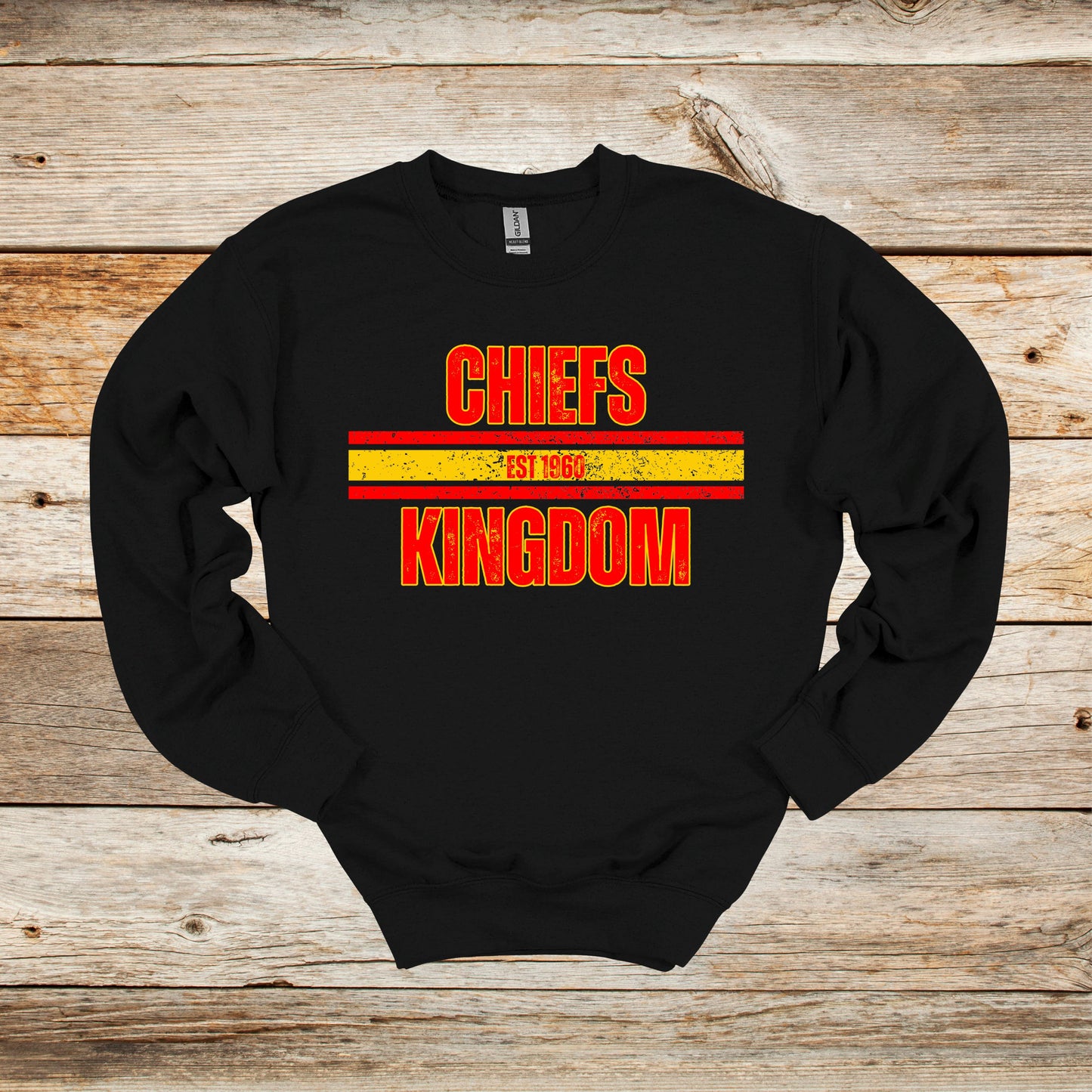 Football Crewneck and Hooded Sweatshirt - Chiefs Football - Chiefs Kingdom - Adult and Children's Tee Shirts - Sports Hooded Sweatshirt Graphic Avenue Crewneck Sweatshirt Black Adult Small