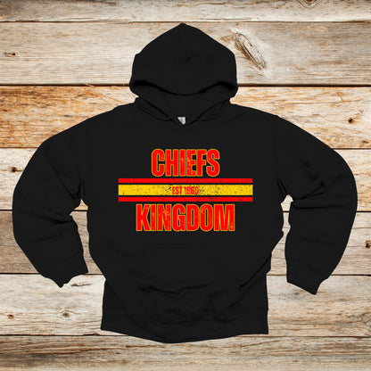 Football Crewneck and Hooded Sweatshirt - Chiefs Football - Chiefs Kingdom - Adult and Children's Tee Shirts - Sports Hooded Sweatshirt Graphic Avenue Hooded Sweatshirt Black Adult Small