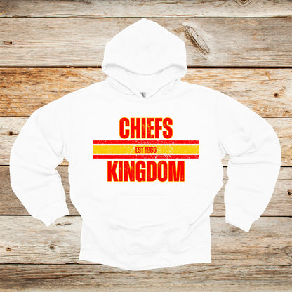 Football Crewneck and Hooded Sweatshirt - Chiefs Football - Chiefs Kingdom - Adult and Children's Tee Shirts - Sports Hooded Sweatshirt Graphic Avenue Hooded Sweatshirt White Adult Small