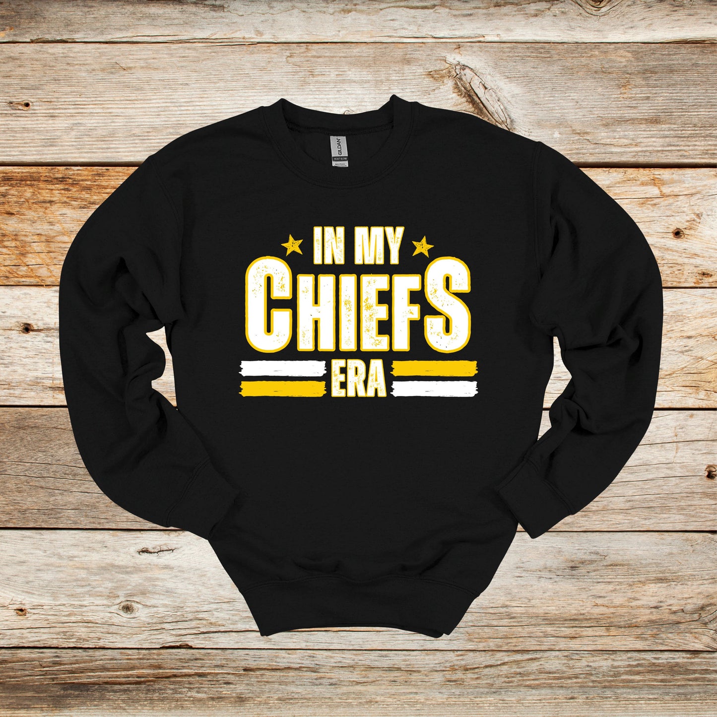 Football Crewneck and Hooded Sweatshirt - Chiefs Football - In My Chiefs Era - Adult and Children's Tee Shirts - Sports Hooded Sweatshirt Graphic Avenue Crewneck Sweatshirt Black Adult Small