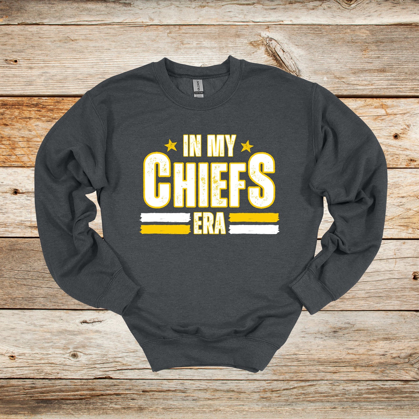 Football Crewneck and Hooded Sweatshirt - Chiefs Football - In My Chiefs Era - Adult and Children's Tee Shirts - Sports Hooded Sweatshirt Graphic Avenue Crewneck Sweatshirt Dark Heather Adult Small