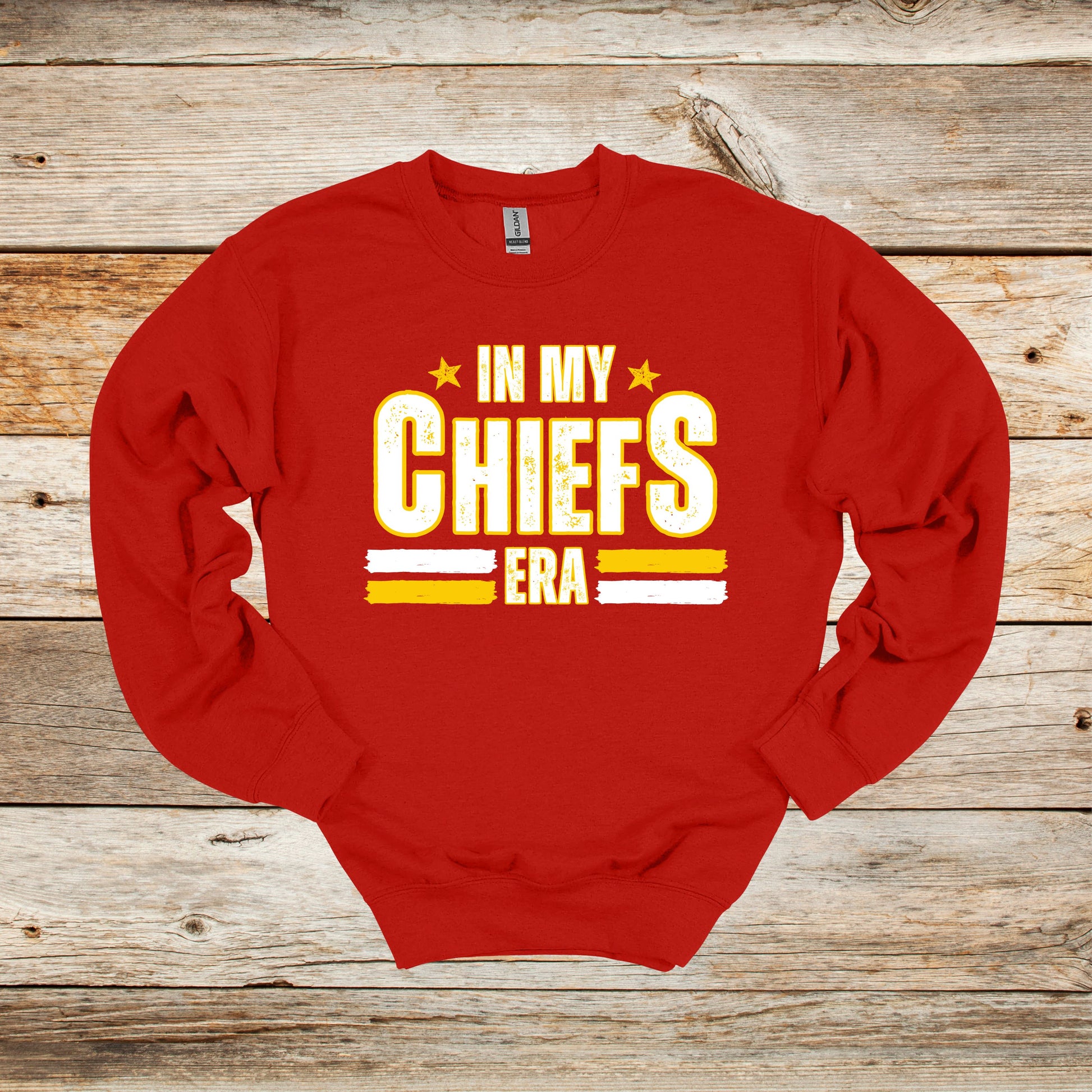 Football Crewneck and Hooded Sweatshirt - Chiefs Football - In My Chiefs Era - Adult and Children's Tee Shirts - Sports Hooded Sweatshirt Graphic Avenue Crewneck Sweatshirt Red Adult Small