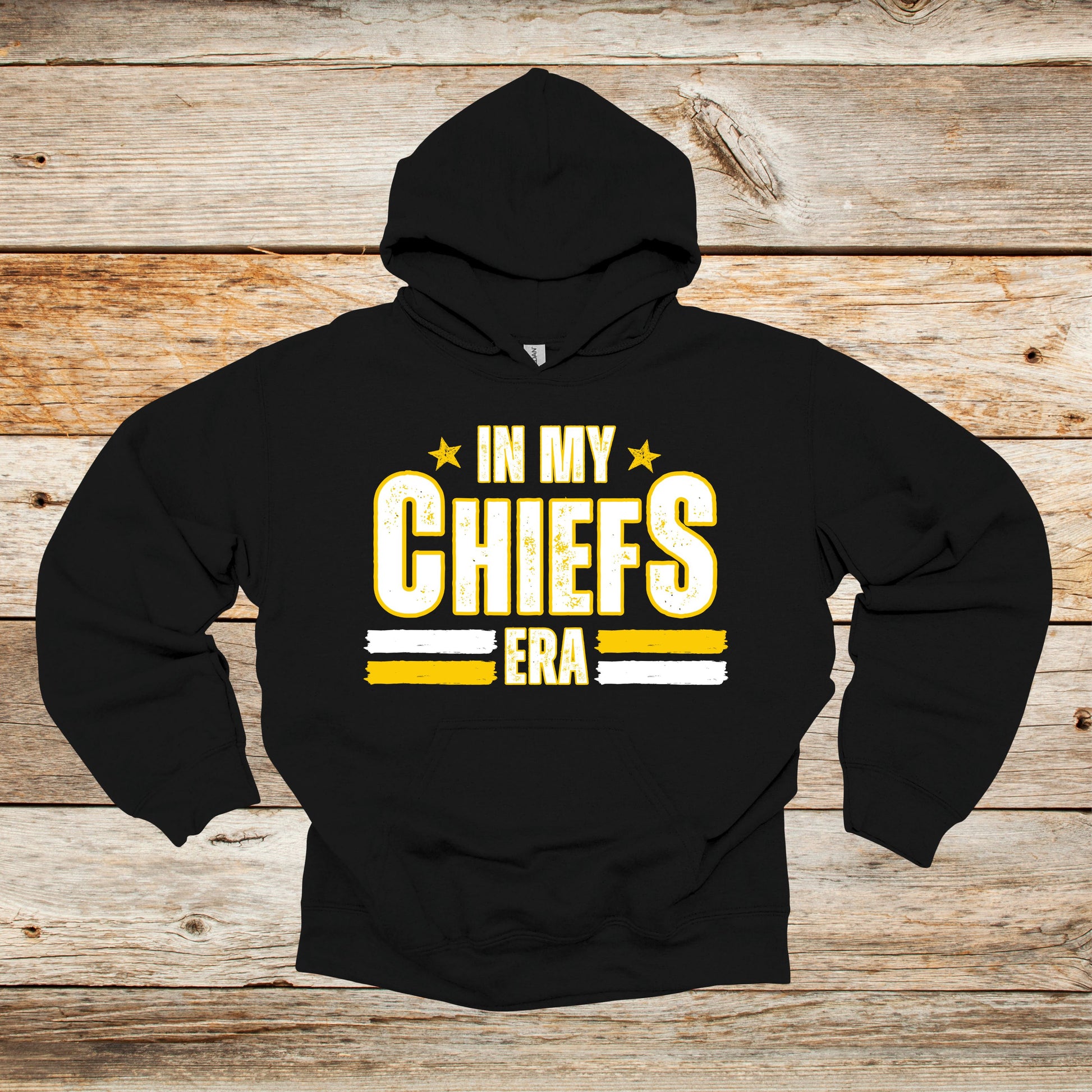 Football Crewneck and Hooded Sweatshirt - Chiefs Football - In My Chiefs Era - Adult and Children's Tee Shirts - Sports Hooded Sweatshirt Graphic Avenue Hooded Sweatshirt Black Adult Small