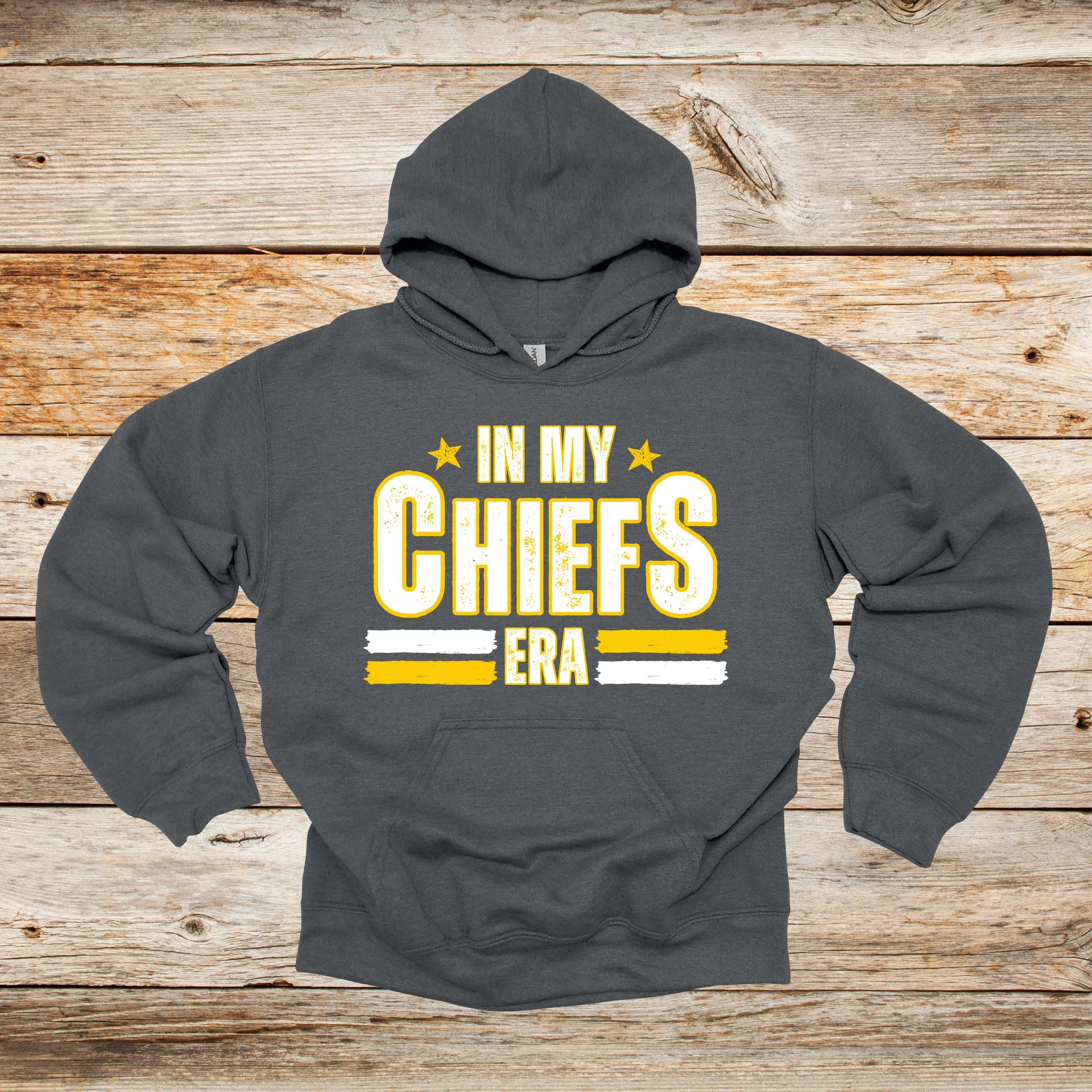 Football Crewneck and Hooded Sweatshirt - Chiefs Football - In My Chiefs Era - Adult and Children's Tee Shirts - Sports Hooded Sweatshirt Graphic Avenue Hooded Sweatshirt Dark Heather Adult Small