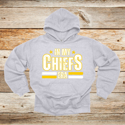 Football Crewneck and Hooded Sweatshirt - Chiefs Football - In My Chiefs Era - Adult and Children's Tee Shirts - Sports Hooded Sweatshirt Graphic Avenue Hooded Sweatshirt Sport Grey Adult Small