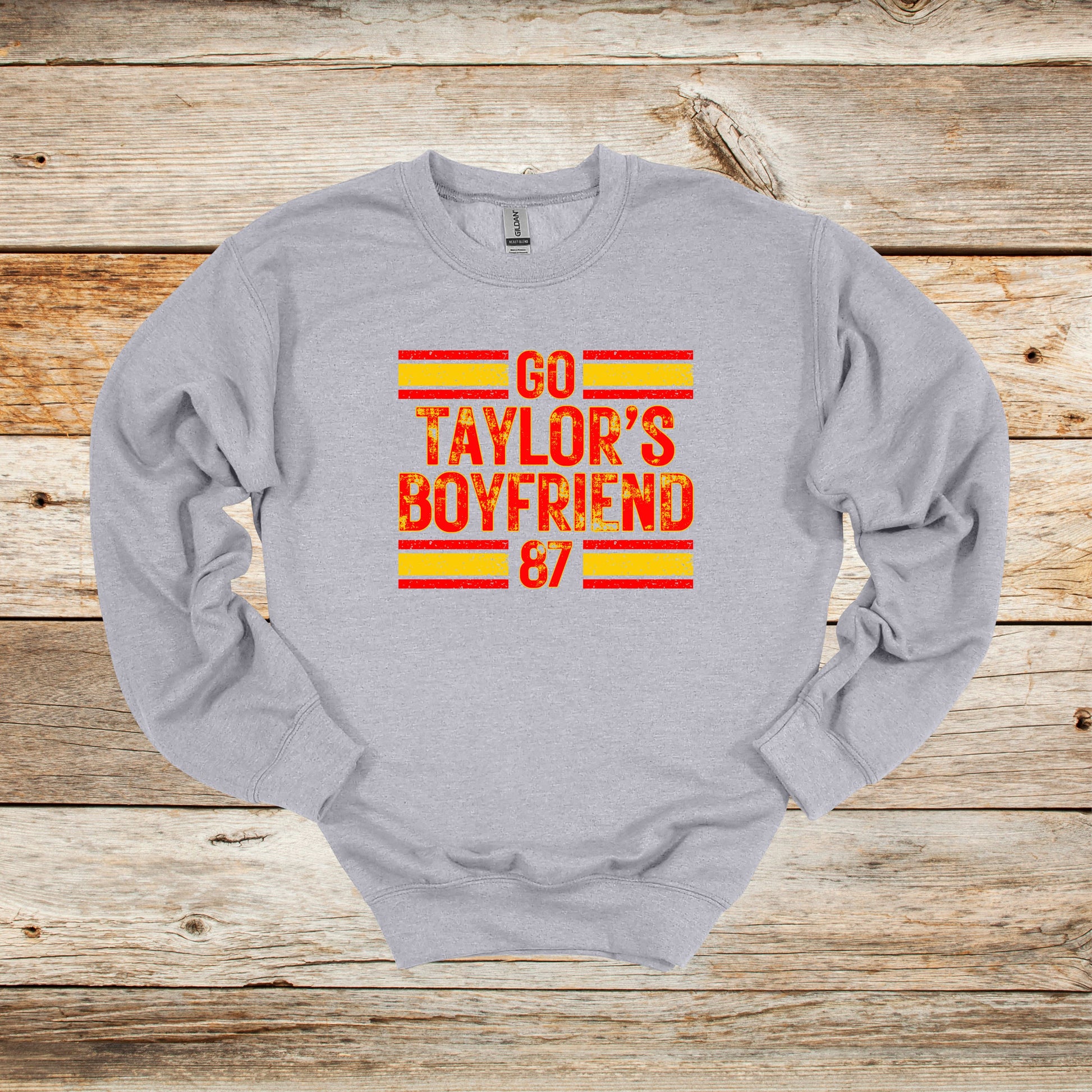 Football Crewneck and Hooded Sweatshirt - Kansas City Chiefs Football - Go Taylor's Boyfriend - Adult and Children's Tee Shirts - Sports Hooded Sweatshirt Graphic Avenue Crewneck Sweatshirt Sport Grey Adult Small