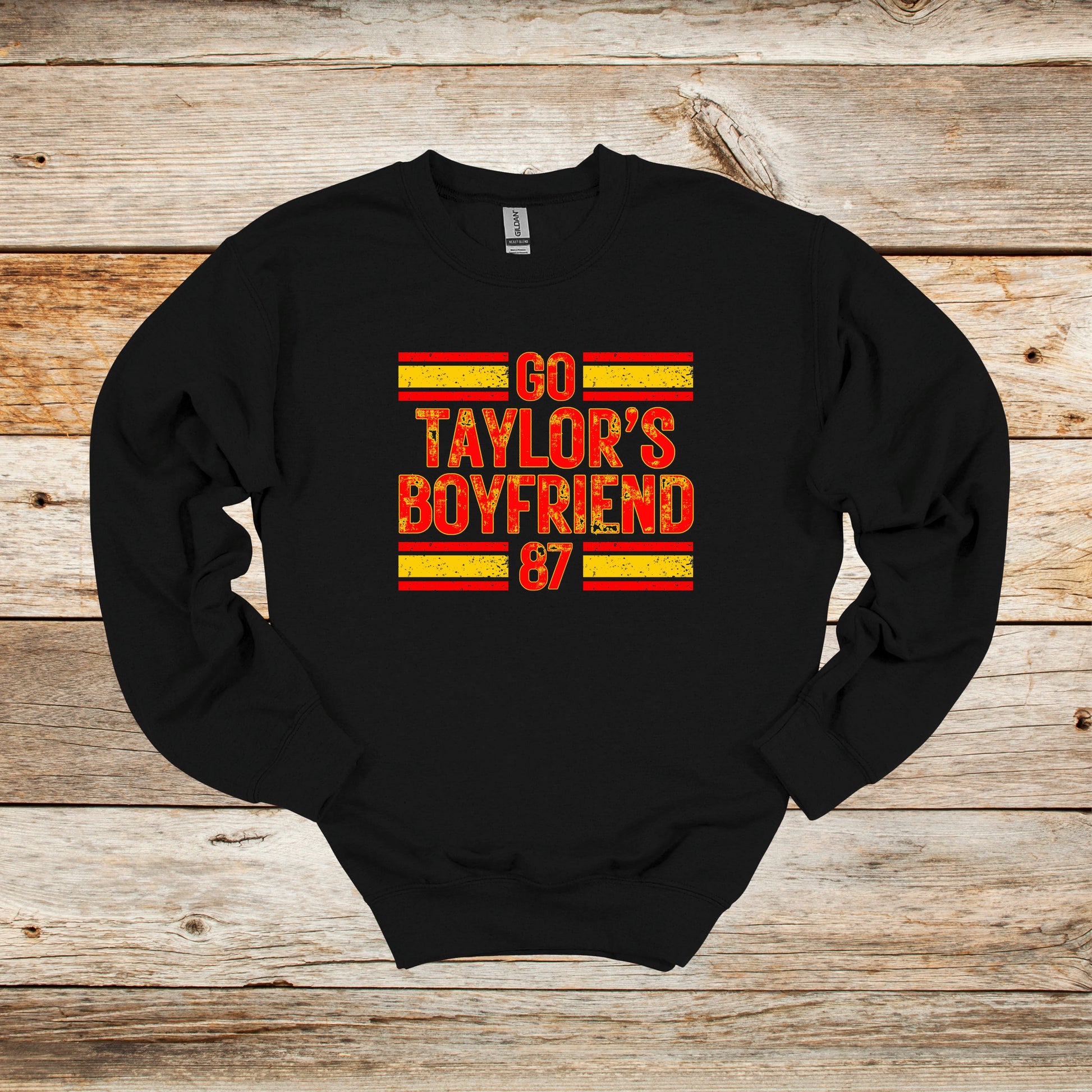 Football Crewneck and Hooded Sweatshirt - Kansas City Chiefs Football - Go Taylor's Boyfriend - Adult and Children's Tee Shirts - Sports Hooded Sweatshirt Graphic Avenue Crewneck Sweatshirt Black Adult Small
