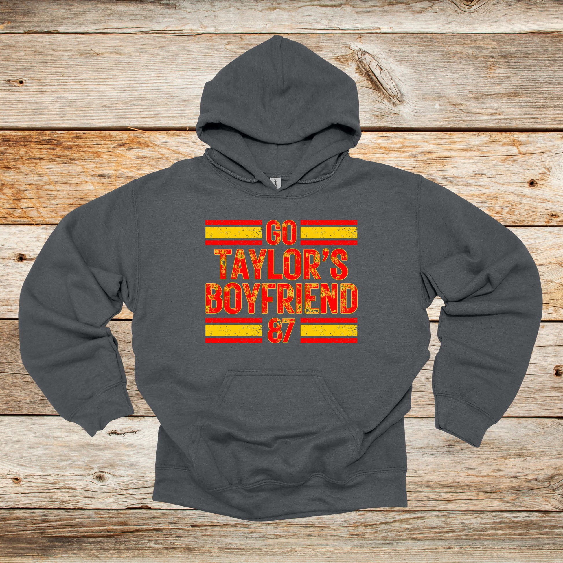Football Crewneck and Hooded Sweatshirt - Kansas City Chiefs Football - Go Taylor's Boyfriend - Adult and Children's Tee Shirts - Sports Hooded Sweatshirt Graphic Avenue Hooded Sweatshirt Dark Heather Adult Small