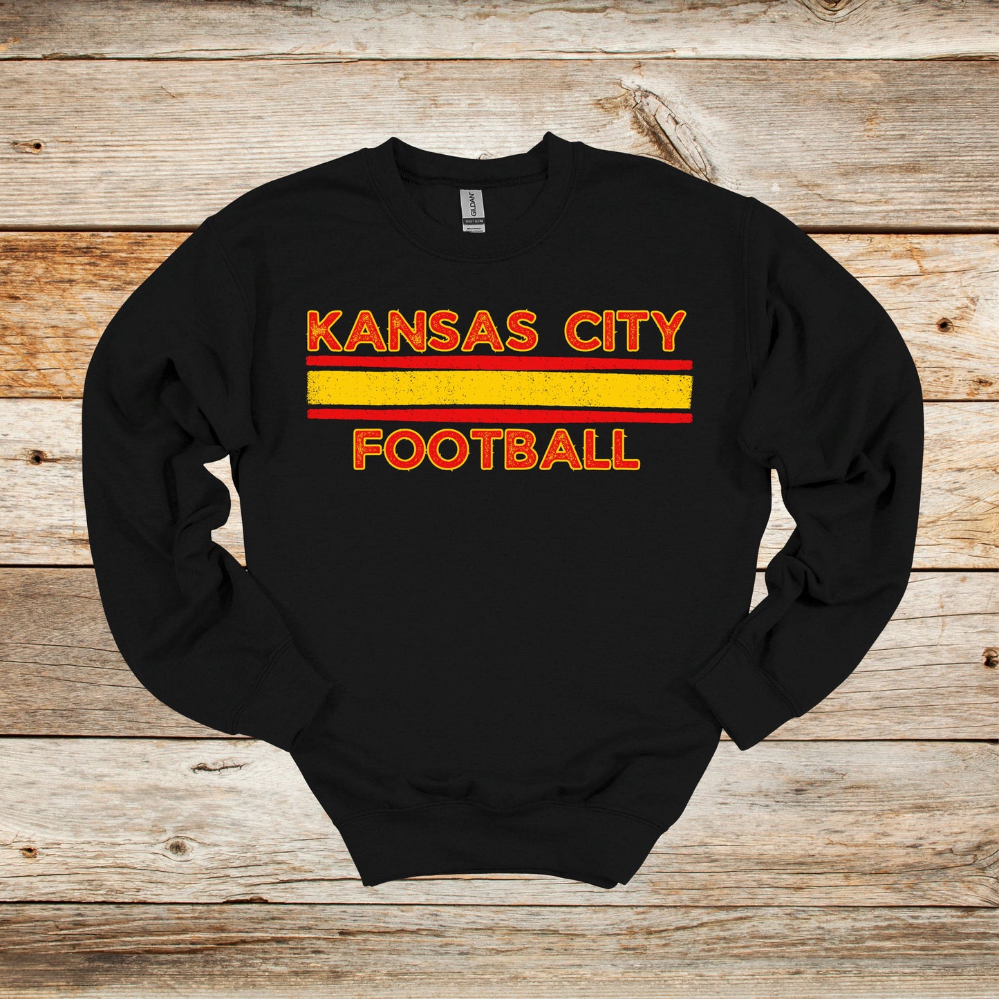 Football Crewneck and Hooded Sweatshirt - Kansas City Chiefs - Kansas City Football - Adult and Children's Tee Shirts - Sports Hooded Sweatshirt Graphic Avenue Crewneck Sweatshirt Black Adult Small