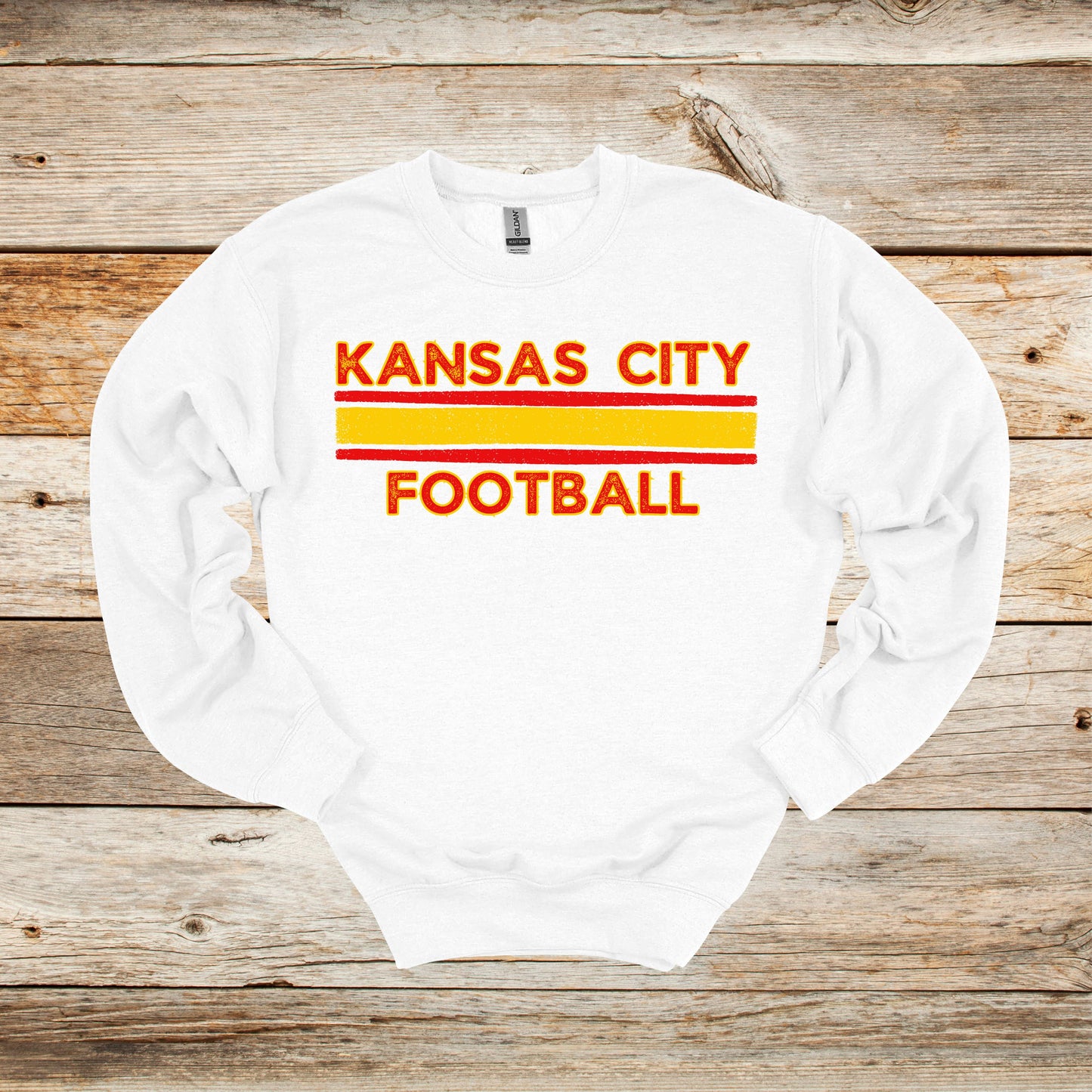 Football Crewneck and Hooded Sweatshirt - Kansas City Chiefs - Kansas City Football - Adult and Children's Tee Shirts - Sports Hooded Sweatshirt Graphic Avenue Crewneck Sweatshirt White Adult Small