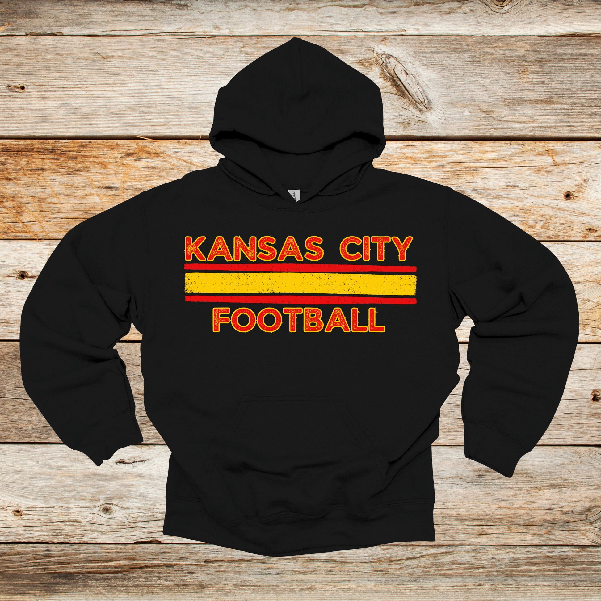 Football Crewneck and Hooded Sweatshirt - Kansas City Chiefs - Kansas City Football - Adult and Children's Tee Shirts - Sports Hooded Sweatshirt Graphic Avenue Hooded Sweatshirt Black Adult Small