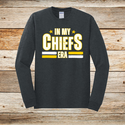 Football Long Sleeve T-Shirt - Chiefs Football - In My Chiefs Era- Adult and Children's Tee Shirts - Sports Long Sleeve T-Shirts Graphic Avenue Dark Heather Adult Small 