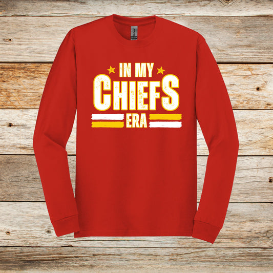 Football Long Sleeve T-Shirt - Chiefs Football - In My Chiefs Era- Adult and Children's Tee Shirts - Sports Long Sleeve T-Shirts Graphic Avenue Red Adult Small 