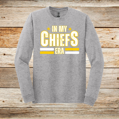 Football Long Sleeve T-Shirt - Chiefs Football - In My Chiefs Era- Adult and Children's Tee Shirts - Sports Long Sleeve T-Shirts Graphic Avenue Sport Grey Adult Small 