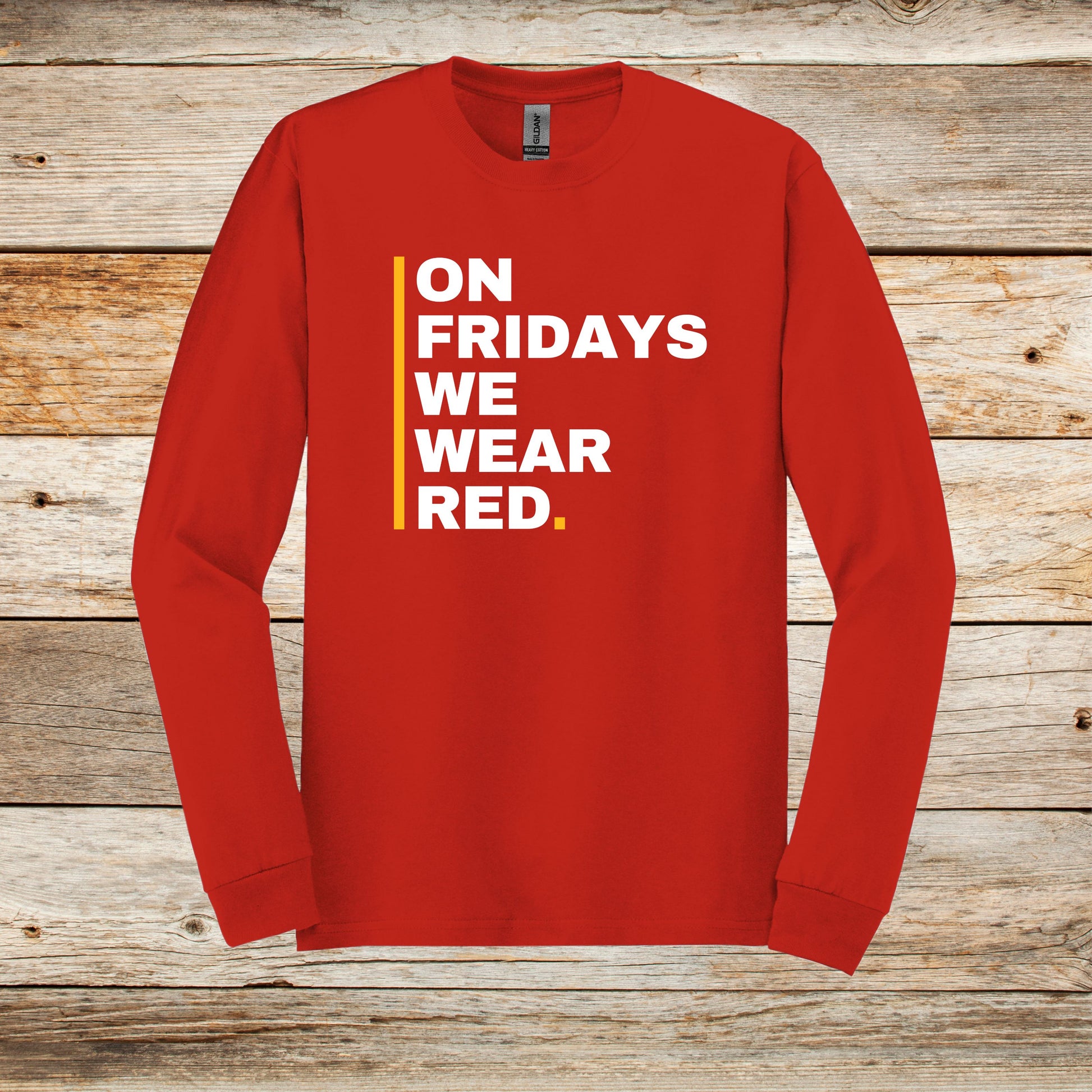 Football Long Sleeve T-Shirt - Chiefs Football - We Wear Red - Adult and Children's Tee Shirts - Sports Long Sleeve T-Shirts Graphic Avenue Red Adult Small 