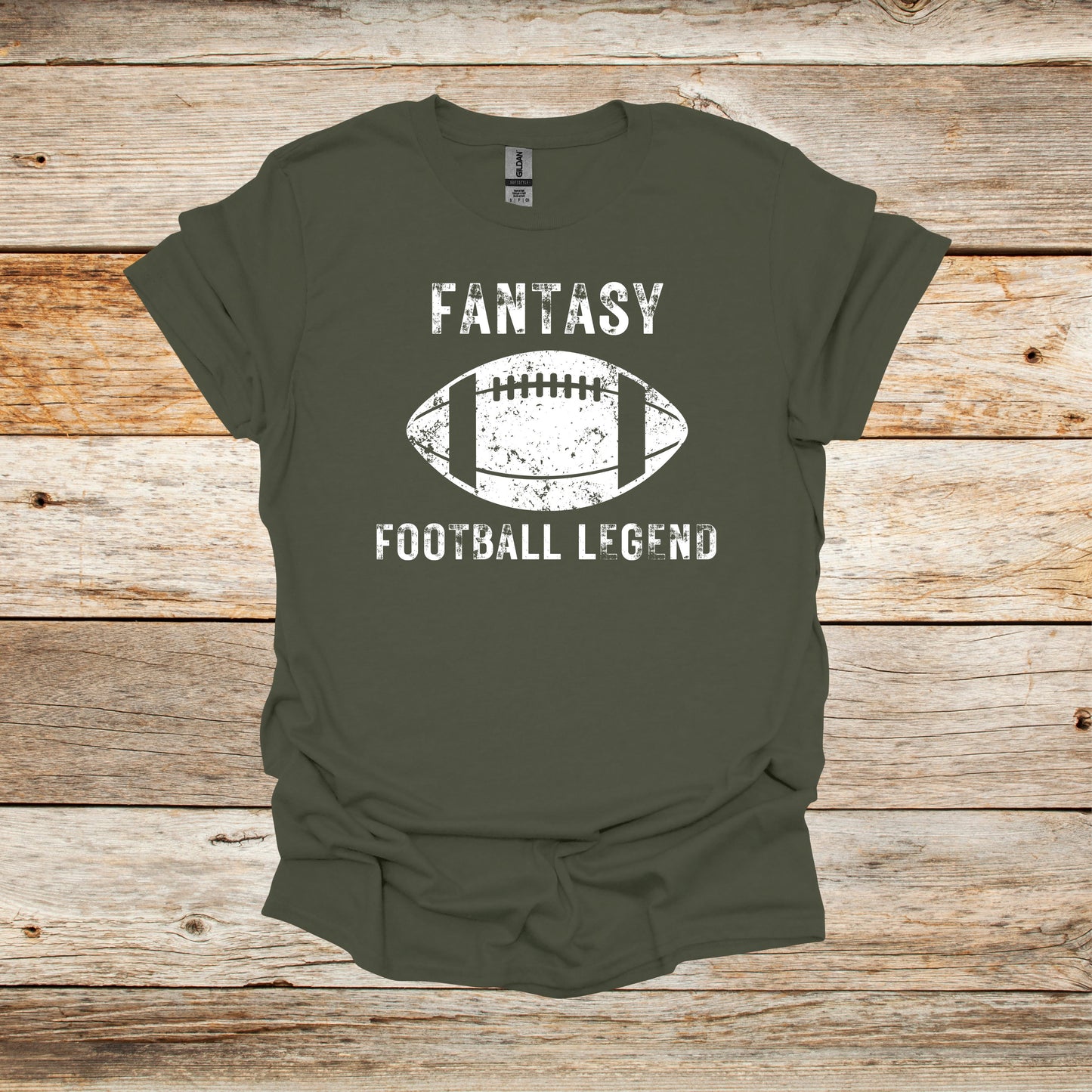 Football T-Shirt - Adult and Children's Tee Shirts - Fantasy Football - Sports T-Shirts Graphic Avenue Military Green Adult Small 