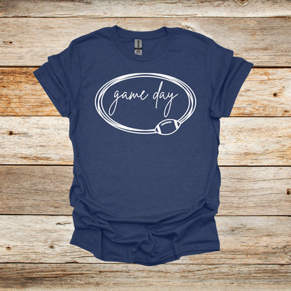 Football T-Shirt - Adult and Children's Tee Shirts - Game Day - Sports T-Shirts Graphic Avenue Heather Navy Adult Small 