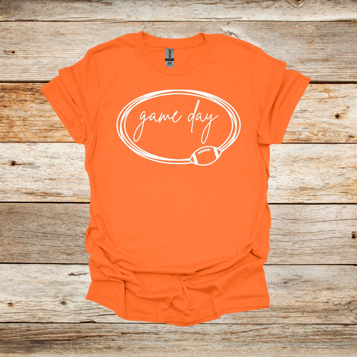 Football T-Shirt - Adult and Children's Tee Shirts - Game Day - Sports T-Shirts Graphic Avenue Orange Adult Small 