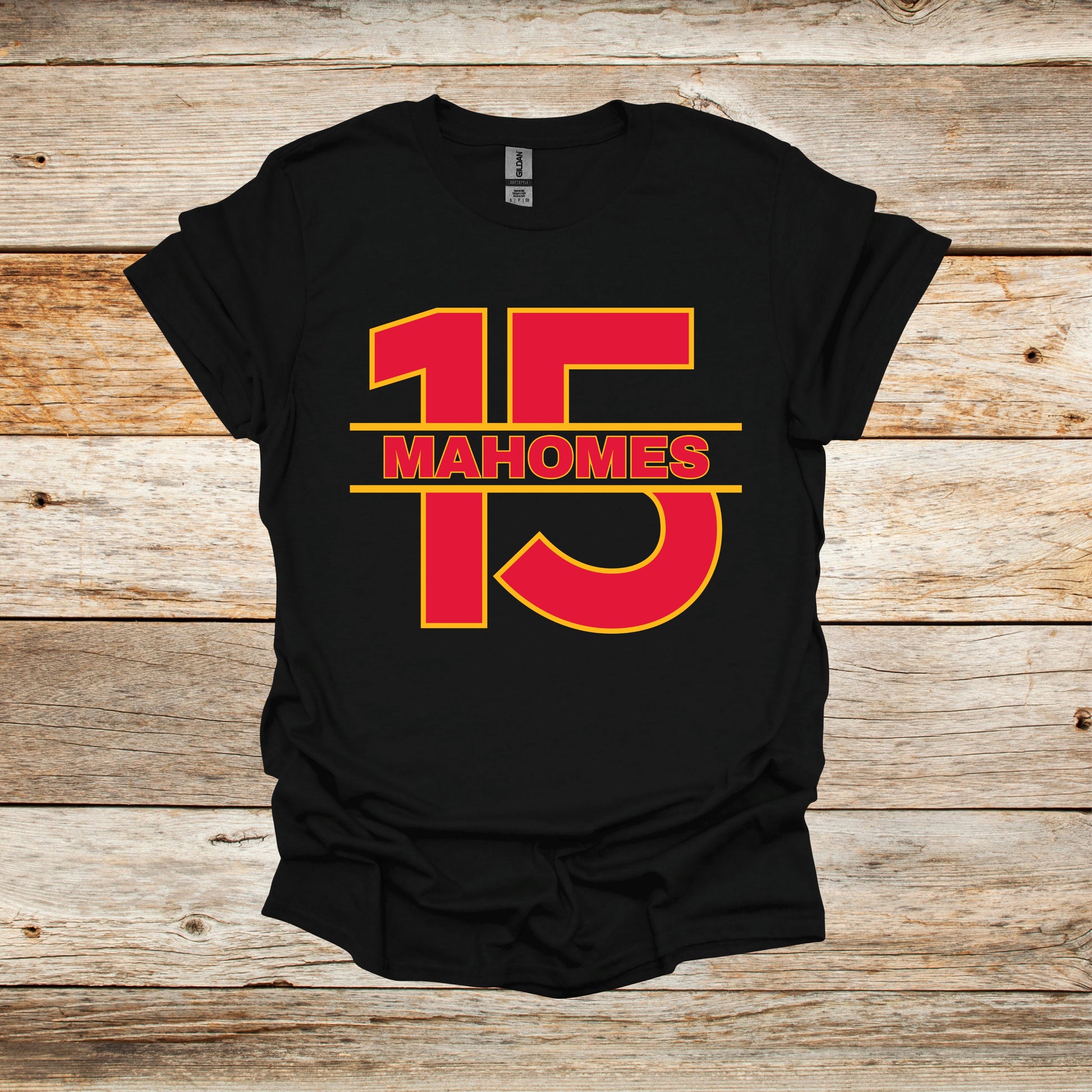 Football T-Shirt - Chiefs Football - 15 Mahomes - Adult and Children's Tee Shirts - Sports T-Shirts Graphic Avenue Black Adult Small 