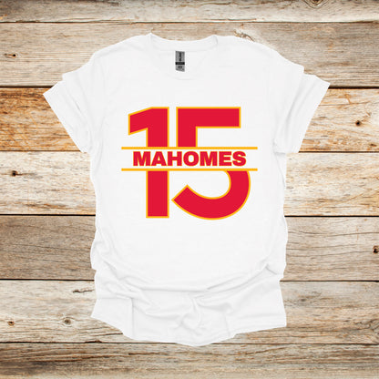 Football T-Shirt - Chiefs Football - 15 Mahomes - Adult and Children's Tee Shirts - Sports T-Shirts Graphic Avenue White Adult Small 