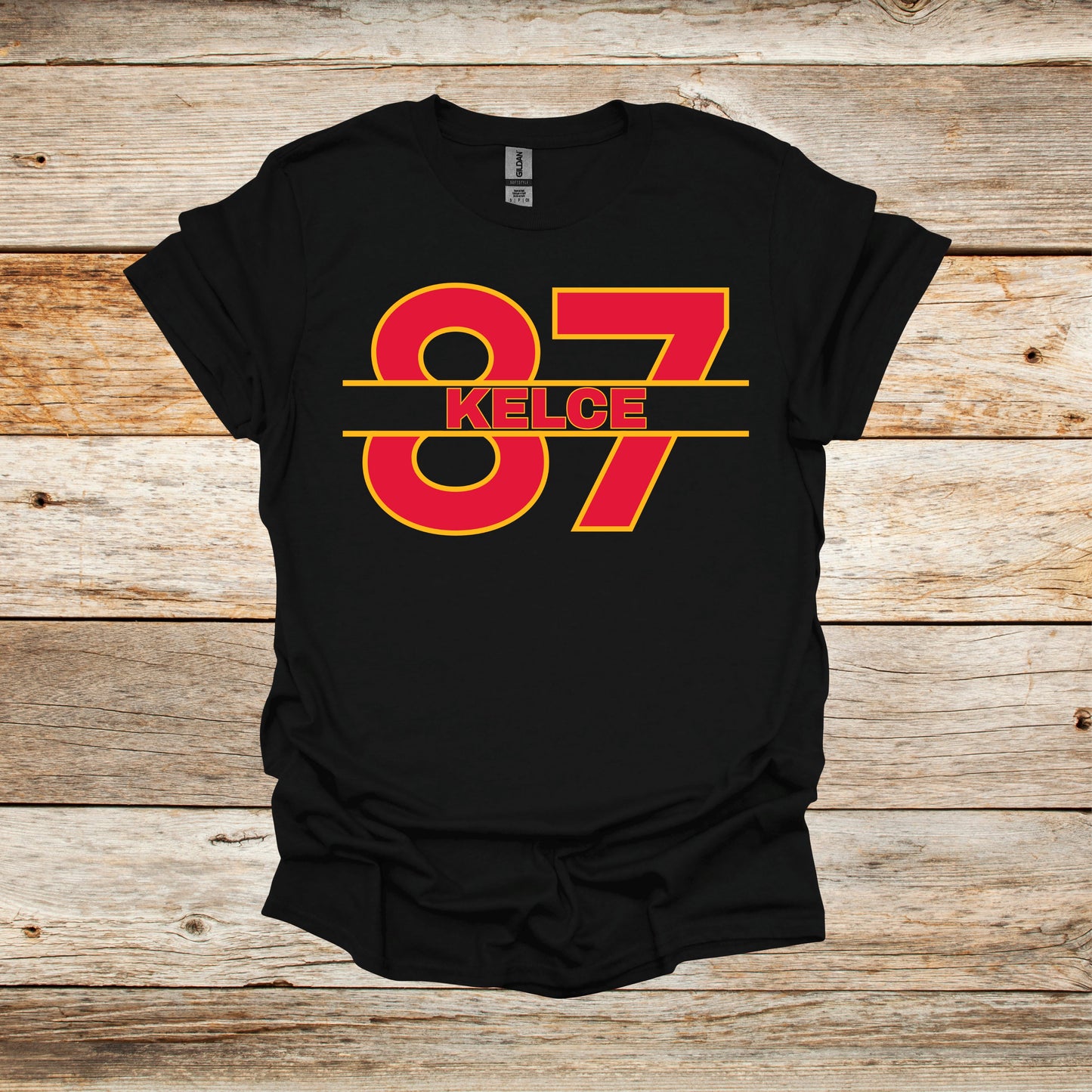 Football T-Shirt - Chiefs Football - 87 Kelce - Adult and Children's Tee Shirts - Sports T-Shirts Graphic Avenue Black Adult Small 