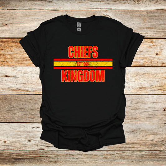 Football T-Shirt - Chiefs Football -Chiefs Kingdom - Adult and Children's Tee Shirts - Sports T-Shirts Graphic Avenue Black Adult Small 