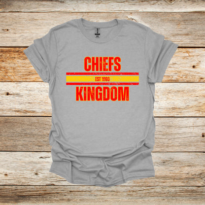 Football T-Shirt - Chiefs Football -Chiefs Kingdom - Adult and Children's Tee Shirts - Sports T-Shirts Graphic Avenue Sport Grey Adult Small 