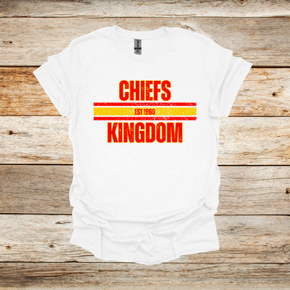 Football T-Shirt - Chiefs Football -Chiefs Kingdom - Adult and Children's Tee Shirts - Sports T-Shirts Graphic Avenue White Adult Small 