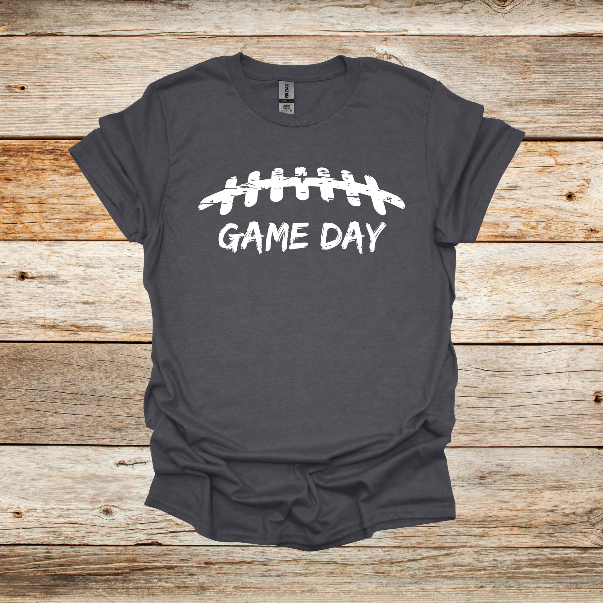Football T-Shirt - Game Day Laces - Adult and Children's Tee Shirts - Game Day - Sports T-Shirts Graphic Avenue Dark Heather Adult Small 